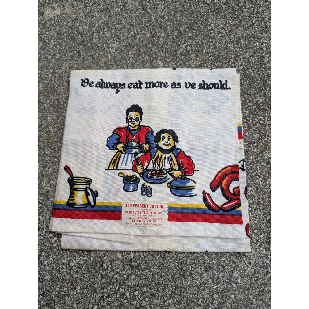 vintage 1960s Pennsylvania Dutch Shoo Fly Pie Tea Towel German Poem Kitchen